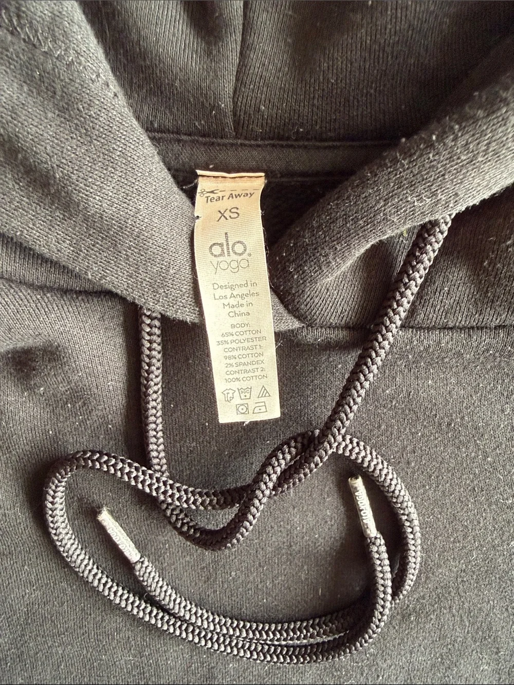 Alo Yoga Black Vintage Cropped Bae Hoodie, Black
